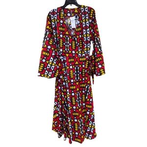 New Look At Me Upscale Heritage RD TRBL WRAP‎ MAXI Geometric Print Dress